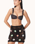 Vivi Black Flowers Crochet Skirt