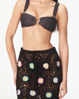 Vivi Black Flowers Crochet Skirt