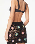 Vivi Black Flowers Crochet Skirt