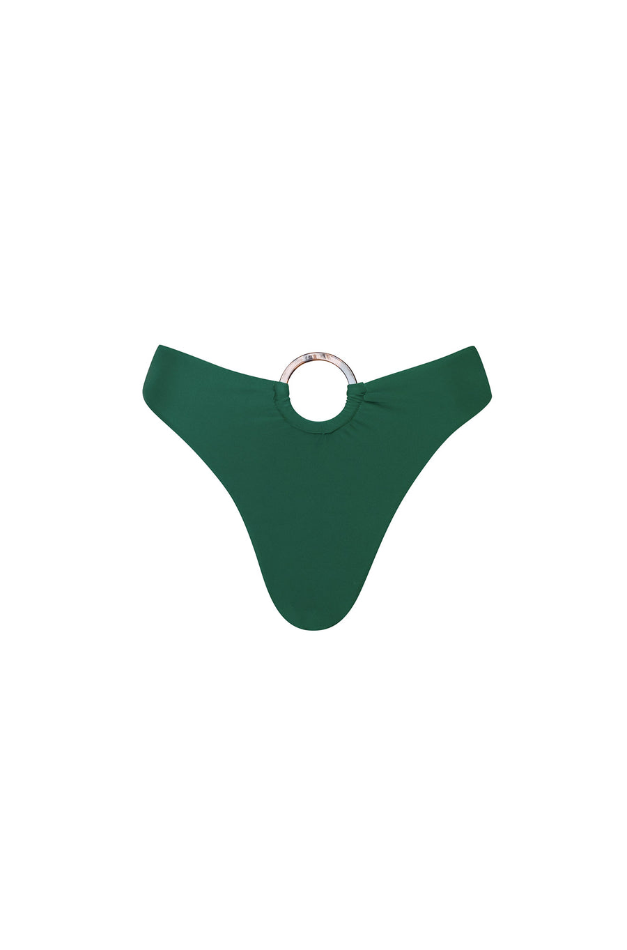 Vintage style green bikini bottom, fitted with tortoise hoop made from plastic resin.